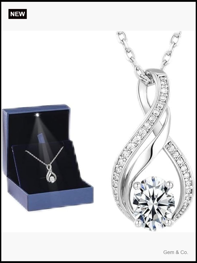 1.5ct Moissanite Pendant Necklace 925 Sterling Silver Infinity